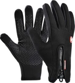 Fietshandschoenen Winter - Handschoenen - Sport Handschoenen Met Rits - Touchscreen Telefoon - Anti Slip Gloves - Heren / Dames - Maat XL - Zwart - Sinterklaas Cadeau - Kerst Cadeautje - Black Friday 2022 Deals