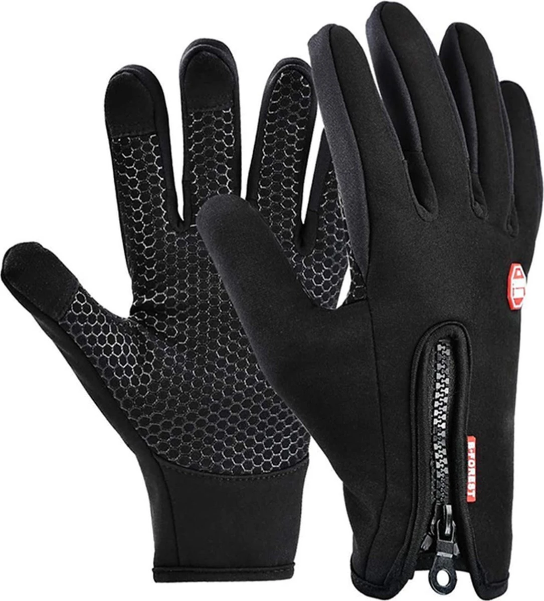Fietshandschoenen Winter - Handschoenen - Sport Handschoenen Met Rits - Touchscreen Telefoon - Anti Slip Gloves - Heren / Dames - Maat S - Zwart - Kerst Cadeautje 3 Fietshandschoenen Winter - Handschoenen - Sport Handschoenen Met Rits - Touchscreen Telefoon - Anti Slip Gloves - Heren / Dames - Maat S - Zwart - Kerst Cadeautje
