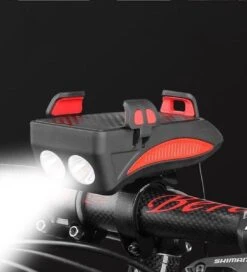 METAHUB Powerbank Fiets Telefoonhouder - Zwart Rood - Fiets Smartphone Houder - 2400 MAh - Claxon - Koplamp -Fietsaccessoires Winkel 1090x1200