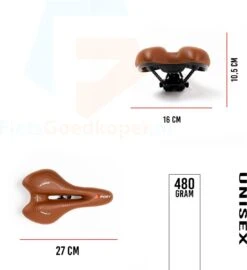 Voltano Sport Trekking Fietszadel - Comfortabel Gel Zadel - Met Uitsparing - Inclusief Zadelstrop - 100% Waterdicht - Unisex - Bruin -Fietsaccessoires Winkel 1099x1200 1