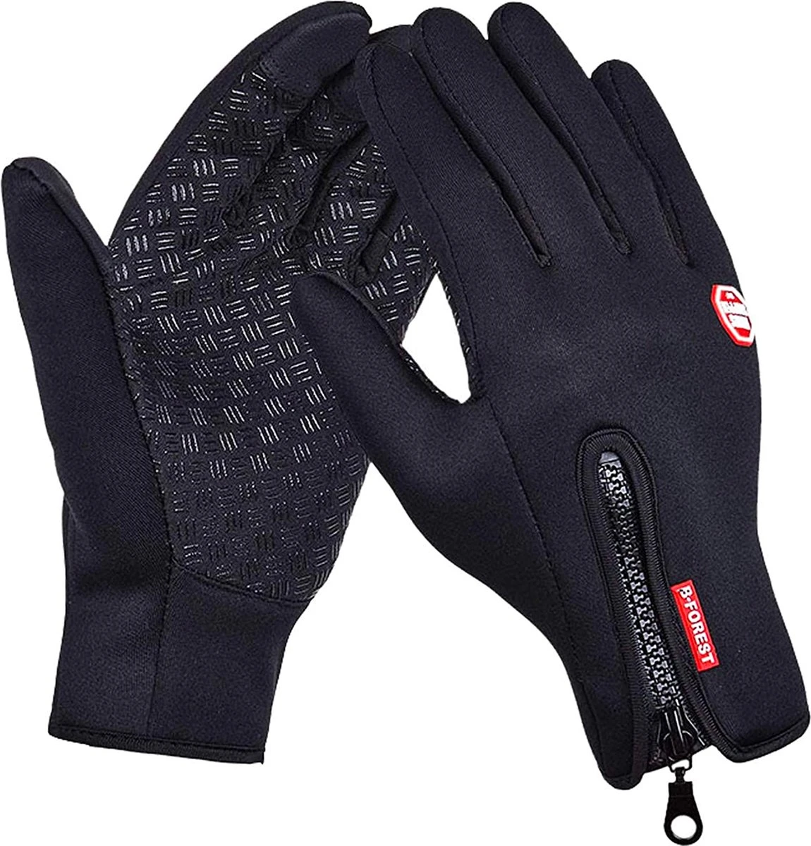 Fietshandschoenen Winter - Handschoenen - Sport Handschoenen Met Rits - Touchscreen Telefoon - Anti Slip Gloves - Heren / Dames - Maat XXL - Zwart - Cadeautje 3 Fietshandschoenen Winter - Handschoenen - Sport Handschoenen Met Rits - Touchscreen Telefoon - Anti Slip Gloves - Heren / Dames - Maat XXL - Zwart - Cadeautje