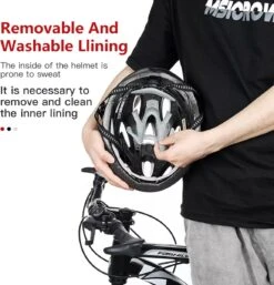 Zacro Fietshelm - Met Bril En Waarschuwingslampje - Nacht Veiligheidshelmen Fietshelm - Voor Volwassenen, MTB, Stadsfietsen - Wit En Zwart -Fietsaccessoires Winkel 1154x1200 1