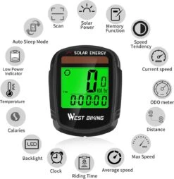 Draadloze Verlichte Fietscomputer - USB Oplaadbaar- Op Zonne- Energie - Kilometerteller - Klok - Calorie Teller - Snelheidsmeter - Auto Wake - IPX7 Waterdicht - 5 Talen - Met Verlichte LCD Display - Multifunctioneel - Inclusief Sensor - Zwart 17 Draadloze Verlichte Fietscomputer - USB Oplaadbaar- Op Zonne- Energie - Kilometerteller - Klok - Calorie Teller - Snelheidsmeter - Auto Wake - IPX7 Waterdicht - 5 Talen - Met Verlichte LCD Display - Multifunctioneel - Inclusief Sensor - Zwart -Fietsaccessoires Winkel 1169x1200 2