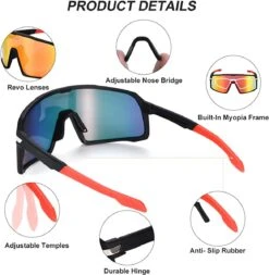 DOWO® - Fietsbrillen - Sportbrillen - Professionele Fietsbril - Lichtgewicht Racefiets -Fietsaccessoires Winkel 1172x1200