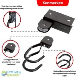 Century Goods Fietslift - Fietstakel - Fiets Ophangsysteem - Met Valbeveiliging | 60 Kg Draagkracht -Fietsaccessoires Winkel 1185x1200 4