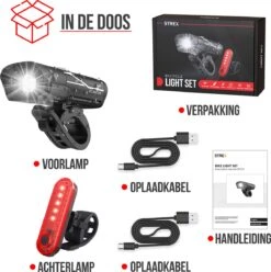 Strex LED Fietsverlichting Set - Voorlicht En Achterlicht - USB Oplaadbaar - Fietslamp - Fietslampjes - Zwart -Fietsaccessoires Winkel 1195x1200 6