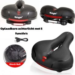 IBright Gel Fietszadel Met LED Oplaadbare Achterlicht - USB Oplaadbaar - Fietsverlichting Met 6 Functie's - Dames / Heren - Waterdicht - Gratis Zadelstrop - USB Oplaadkabel - Zwart 31 IBright Gel Fietszadel Met LED Oplaadbare Achterlicht - USB Oplaadbaar - Fietsverlichting Met 6 Functie's - Dames / Heren - Waterdicht - Gratis Zadelstrop - USB Oplaadkabel - Zwart -Fietsaccessoires Winkel 1198x1200 15