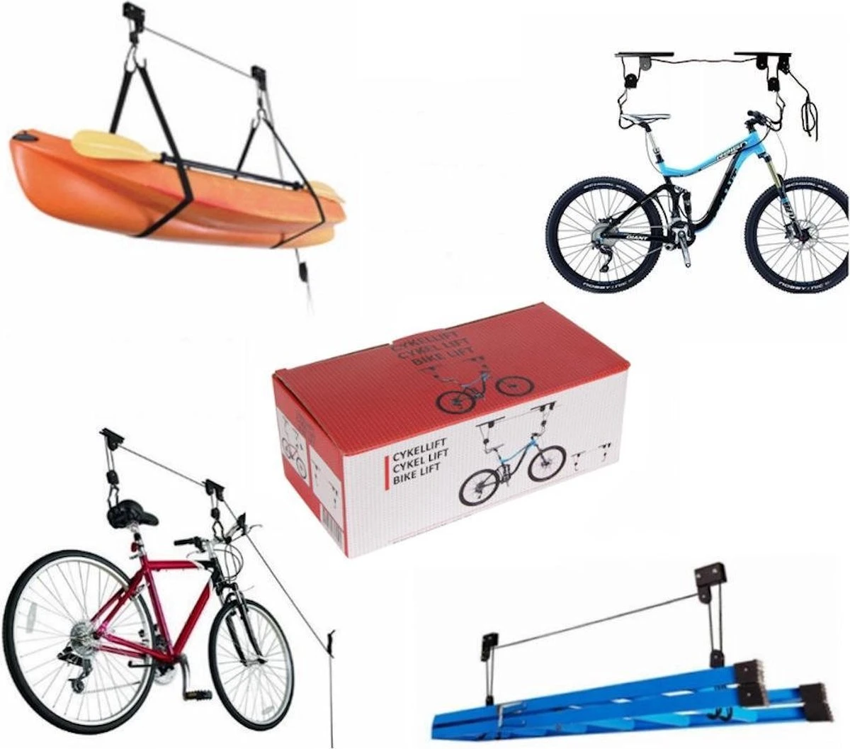 Merkloos Decopatent® Fietslift Ophangsysteem - Ophangen Fiets Aan Plafond - Fietstakel - Fietshaak - Dubbele Fietsophangsysteem Met Katrol 4 Merkloos Decopatent® Fietslift Ophangsysteem - Ophangen Fiets Aan Plafond - Fietstakel - Fietshaak - Dubbele Fietsophangsysteem Met Katrol - Afbeelding 2