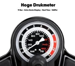 Matzwarte Fietspomp Met Drukmeter én Extra Ventielen - Multifunctioneel Mondstuk – Schrader En Presta – Aluminium Lichtgewicht Vloerpomp – Ballenpomp/ Scooterpomp/ Autobandenpomp -Fietsaccessoires Winkel 1200x1068 3