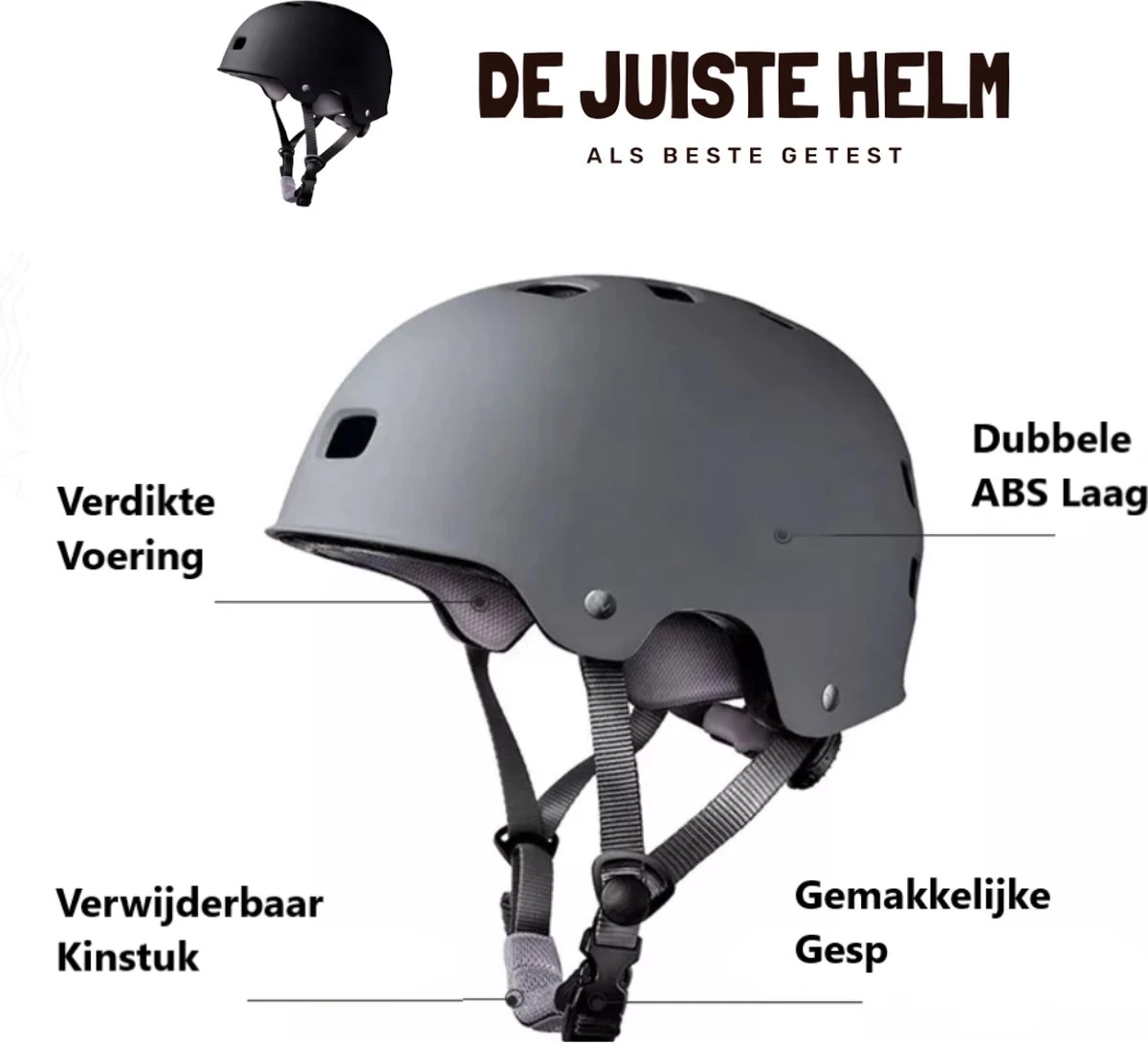 De Juiste Helm - NTA 8776 Helm - Scooterhelm, Fietshelm, E-chopperhelm, Speed-Pedelec Helm - Maat S - Grijs 6 De Juiste Helm - NTA 8776 Helm - Scooterhelm, Fietshelm, E-chopperhelm, Speed-Pedelec Helm - Maat S - Grijs - Afbeelding 4