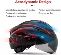 Zacro Fietshelm - Met Bril En Waarschuwingslampje - Nacht Veiligheidshelmen Fietshelm - Voor Volwassenen, MTB, Stadsfietsen - Wit En Zwart -Fietsaccessoires Winkel 1200x1092