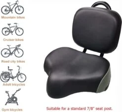 Merkloos Rugleuning Zadel - Fietszadel Met Rugleuning - Oversized - Comfortabel Zacht Zadel - Met PU Kussen -Fietsaccessoires Winkel 1200x1109 4