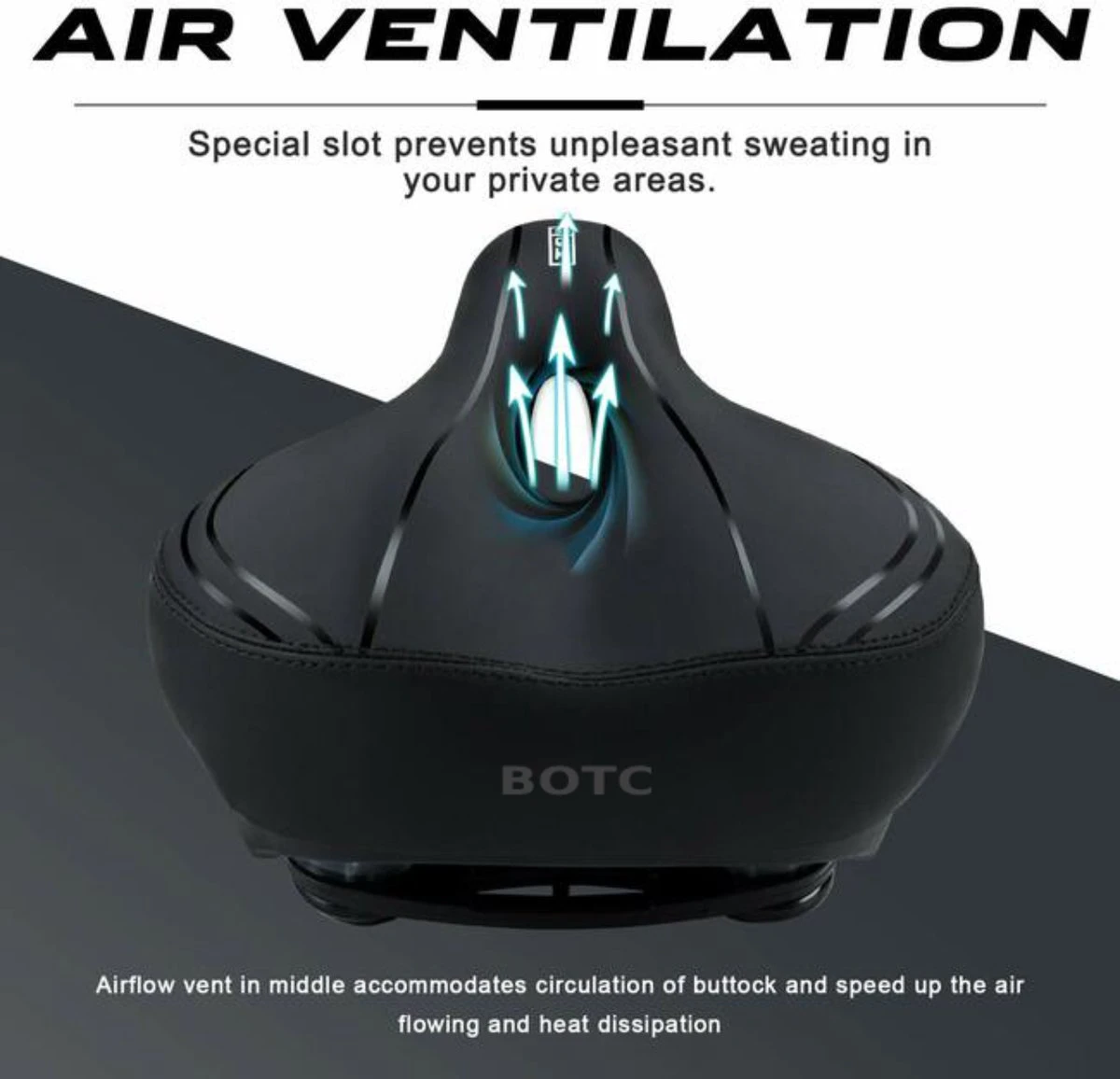 BOTC Fietszadel - Unisex - Extra Comfortabel - Inclusief Waterdichte Zadelhoes - Ventilerend 6 BOTC Fietszadel - Unisex - Extra Comfortabel - Inclusief Waterdichte Zadelhoes - Ventilerend - Afbeelding 4