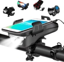 Fietsaccessoires Winkel 30 4-in-1 Fietslamp Voorlicht Mét Telefoonhouder - USB Oplaadbaar - Met Powerbank én Toeter - Racefiets Verlichting - Fietslicht Voorlicht Usb Oplaadbaar - Fietsverlichting Set - Licht Voor Fiets - Bike Light