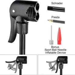 Matzwarte Fietspomp Met Drukmeter én Extra Ventielen - Multifunctioneel Mondstuk – Schrader En Presta – Aluminium Lichtgewicht Vloerpomp – Ballenpomp/ Scooterpomp/ Autobandenpomp -Fietsaccessoires Winkel 1200x1193 8