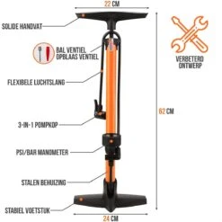 Strex Fietspomp - Drukmeter - 11 Bar – Bal Pomp - Oranje -Fietsaccessoires Winkel 1200x1200 1011