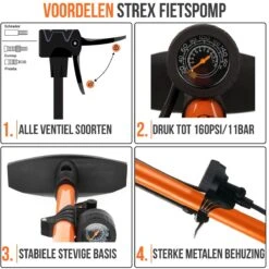 Strex Fietspomp - Drukmeter - 11 Bar – Bal Pomp - Oranje -Fietsaccessoires Winkel 1200x1200 1013