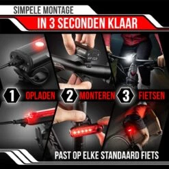 Strex LED Fietsverlichting Set - Voorlicht En Achterlicht - USB Oplaadbaar - Fietslamp - Fietslampjes - Zwart -Fietsaccessoires Winkel 1200x1200 307
