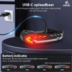 BikePro Fiets Achterlicht 2.0 Met Alarm En Richtingaanwijzer - IP54 Waterdicht - USB Oplaadbaar -Fietsaccessoires Winkel 1200x1200 322