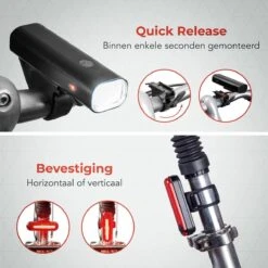 LifeGoods LED Fietsverlichting Set - Voorlicht En Achterlicht - USB Oplaadbaar - Zwart -Fietsaccessoires Winkel 1200x1200 378