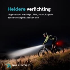 Inlustro Fietslamp Set - Voorlicht / Achterlicht - LED Fietslampjes Rood En Wit - Fietslicht Koplamp - Waterdicht - USB Oplaadbaar -Fietsaccessoires Winkel 1200x1200 510