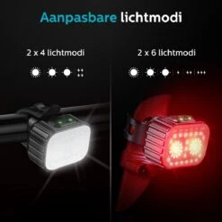 Inlustro Fietslamp Set - Voorlicht / Achterlicht - LED Fietslampjes Rood En Wit - Fietslicht Koplamp - Waterdicht - USB Oplaadbaar -Fietsaccessoires Winkel 1200x1200 512