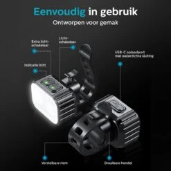 Inlustro Fietslamp Set - Voorlicht / Achterlicht - LED Fietslampjes Rood En Wit - Fietslicht Koplamp - Waterdicht - USB Oplaadbaar -Fietsaccessoires Winkel 1200x1200 513