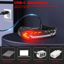 B-care Elektrische Fietsverlichting - Inclusief Afstandsbediening En Richtingaanwijzers - Fietsalarm - Anti Diefstal Alarm - Fiets Achterlicht - Fietsbel - Fiets Accessoires -Fietsaccessoires Winkel 1200x1200 518