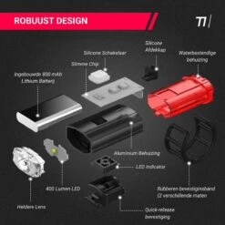TIKKENS® LED Fietsverlichting Helmlamp - Helm - Voorlicht & Achterlicht - USB Oplaadbaar - Zwart - Voor En Achter - Waterdicht - Fietslampjes -Fietsaccessoires Winkel 1200x1200 529