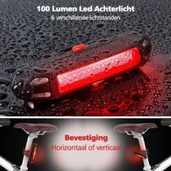 SWILIX ® - Fietsverlichting Set - Oplaadbare USB Led Fietslamp - Voor En Achter - Waterdicht - 4 Lichtstanden - Zwart -Fietsaccessoires Winkel 1200x1200 531