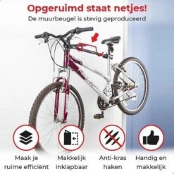 Merkloos Decopatent® Fiets Ophangsysteem Inklapbaar - Fietshaak - Wand Ophangbeugel - Muurbeugel Fiets - Fiets Ophangbeugel - Fietsbeugel -Fietsaccessoires Winkel 1200x1200 688