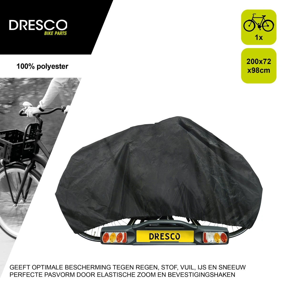 Dresco Fietshoes Voor 1 Fiets | Waterdicht | 200x72x98cm | Voor Fietsendrager En Stalling 9 Dresco Fietshoes Voor 1 Fiets | Waterdicht | 200x72x98cm | Voor Fietsendrager En Stalling - Afbeelding 8