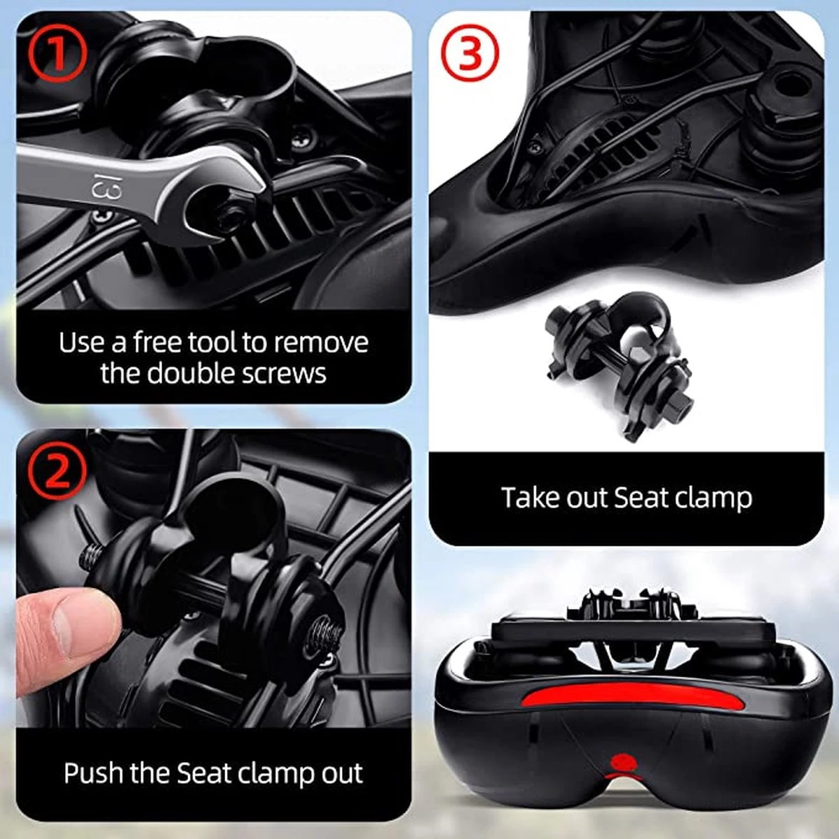 IBright Gel Fietszadel Met LED Oplaadbare Achterlicht - USB Oplaadbaar - Fietsverlichting Met 6 Functie's - Dames / Heren - Waterdicht - Gratis Zadelstrop - USB Oplaadkabel - Zwart 14 IBright Gel Fietszadel Met LED Oplaadbare Achterlicht - USB Oplaadbaar - Fietsverlichting Met 6 Functie's - Dames / Heren - Waterdicht - Gratis Zadelstrop - USB Oplaadkabel - Zwart - Afbeelding 12