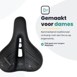 Voltano Dames Fietszadel - Zwart - Uitsparing - Waterdicht - Elastomeer Vering - Gratis Zadelstrop -Fietsaccessoires Winkel 1200x1200 787