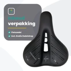 Voltano Dames Fietszadel - Zwart - Uitsparing - Waterdicht - Elastomeer Vering - Gratis Zadelstrop -Fietsaccessoires Winkel 1200x1200 788