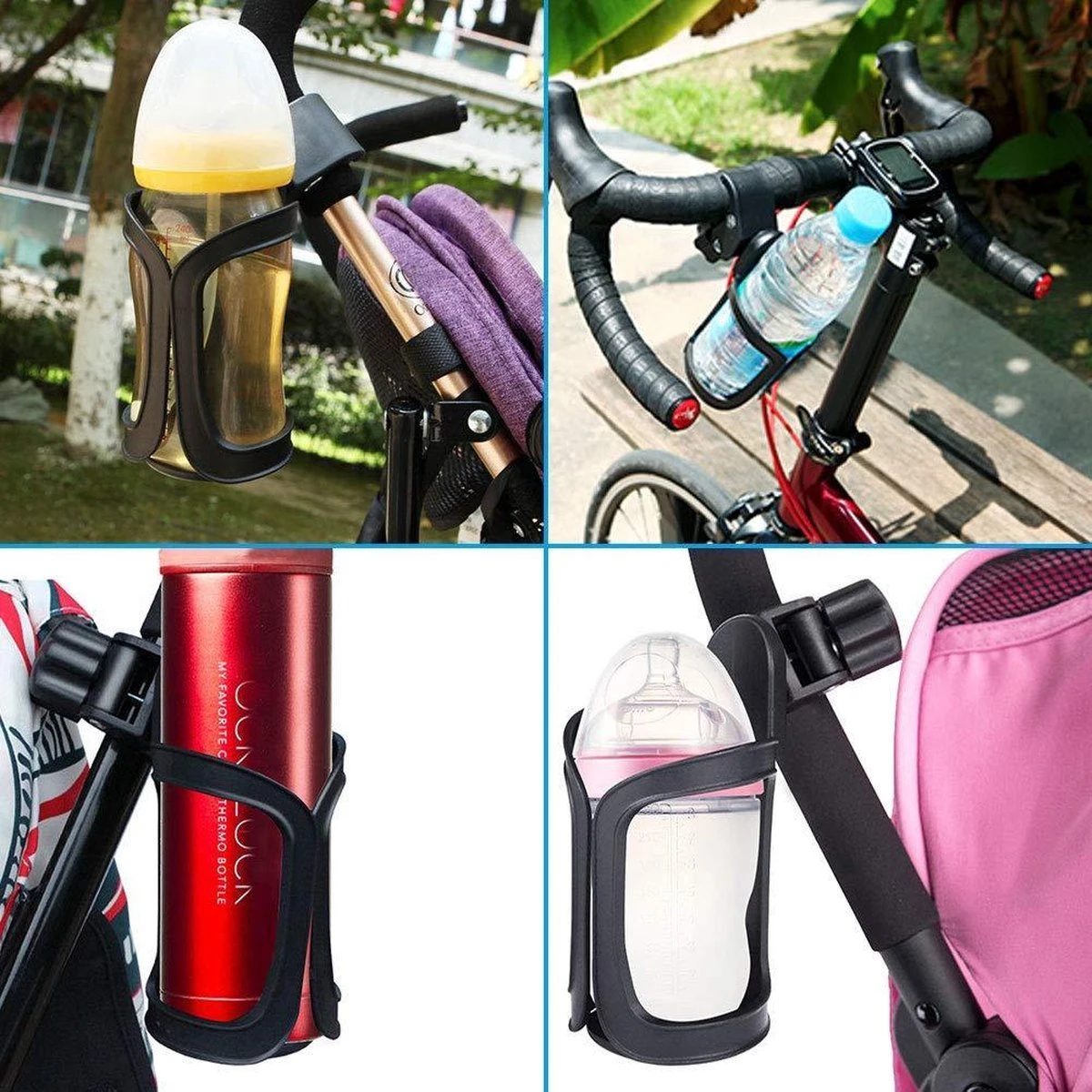 Universele Bekerhouder – Drinkfleshouder Kinderwagen Buggy En Fiets – Bidonhouder Ook Geschikt Voor Joolz – Zwart 8 Universele Bekerhouder – Drinkfleshouder Kinderwagen Buggy En Fiets – Bidonhouder Ook Geschikt Voor Joolz – Zwart - Afbeelding 6