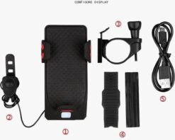 METAHUB Powerbank Fiets Telefoonhouder - Zwart Rood - Fiets Smartphone Houder - 2400 MAh - Claxon - Koplamp -Fietsaccessoires Winkel 1200x961