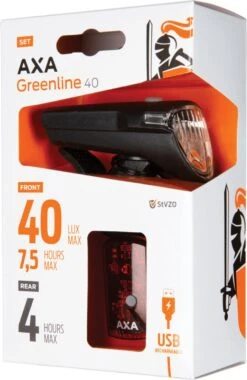 AXA Greenline 40 Lux - LED Fietslampjes Voor En Achter - Fietsverlichting USB Oplaadbaar -Fietsaccessoires Winkel 781x1200