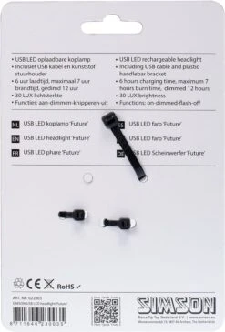 Simson Future Fietsverlichting Koplamp 30 Lux - LED - Oplaadbaar 18 Simson Future Fietsverlichting Koplamp 30 Lux - LED - Oplaadbaar -Fietsaccessoires Winkel 812x1200