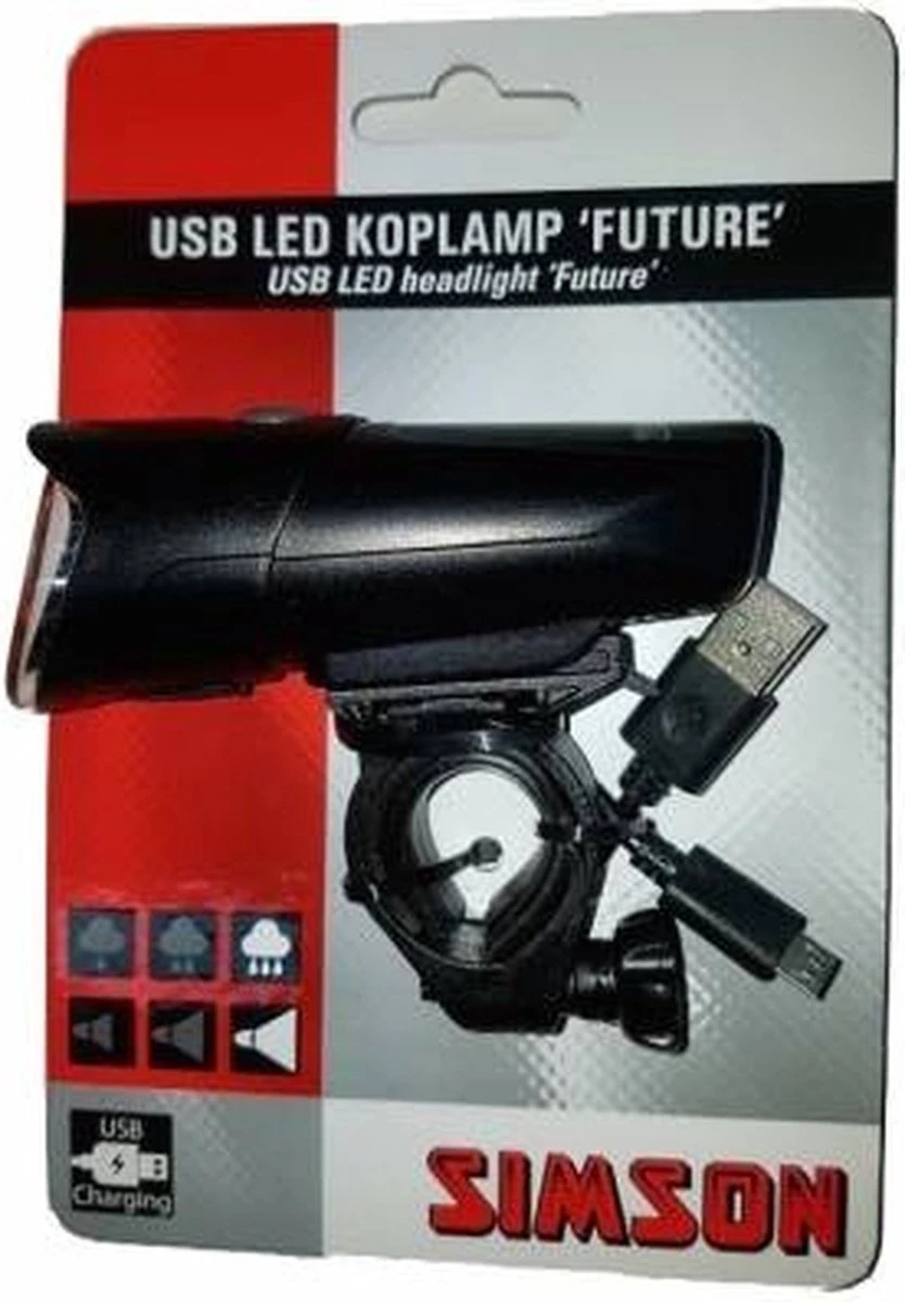 Simson Future Fietsverlichting Koplamp 30 Lux - LED - Oplaadbaar 12 Simson Future Fietsverlichting Koplamp 30 Lux - LED - Oplaadbaar - Afbeelding 10