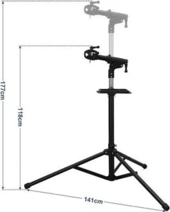 Merkloos Decopatent® PRO Montagestandaard Fiets - 360° Draaibaar - Verstelbaar + Gereedschapsbakje - Fiets Montage Reparatie Standaard -Fietsaccessoires Winkel 967x1200