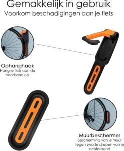 Fiets Ophangbeugel - Zwart / Oranje - Cycling WallMount - Muurhouder Fiets - Muurbeugel Wandhouder Wandbeugel - Muurbevestiging Ophangsysteem - Muur Houder Fietsbeugel Fietshaak -Fietsaccessoires Winkel 983x1200